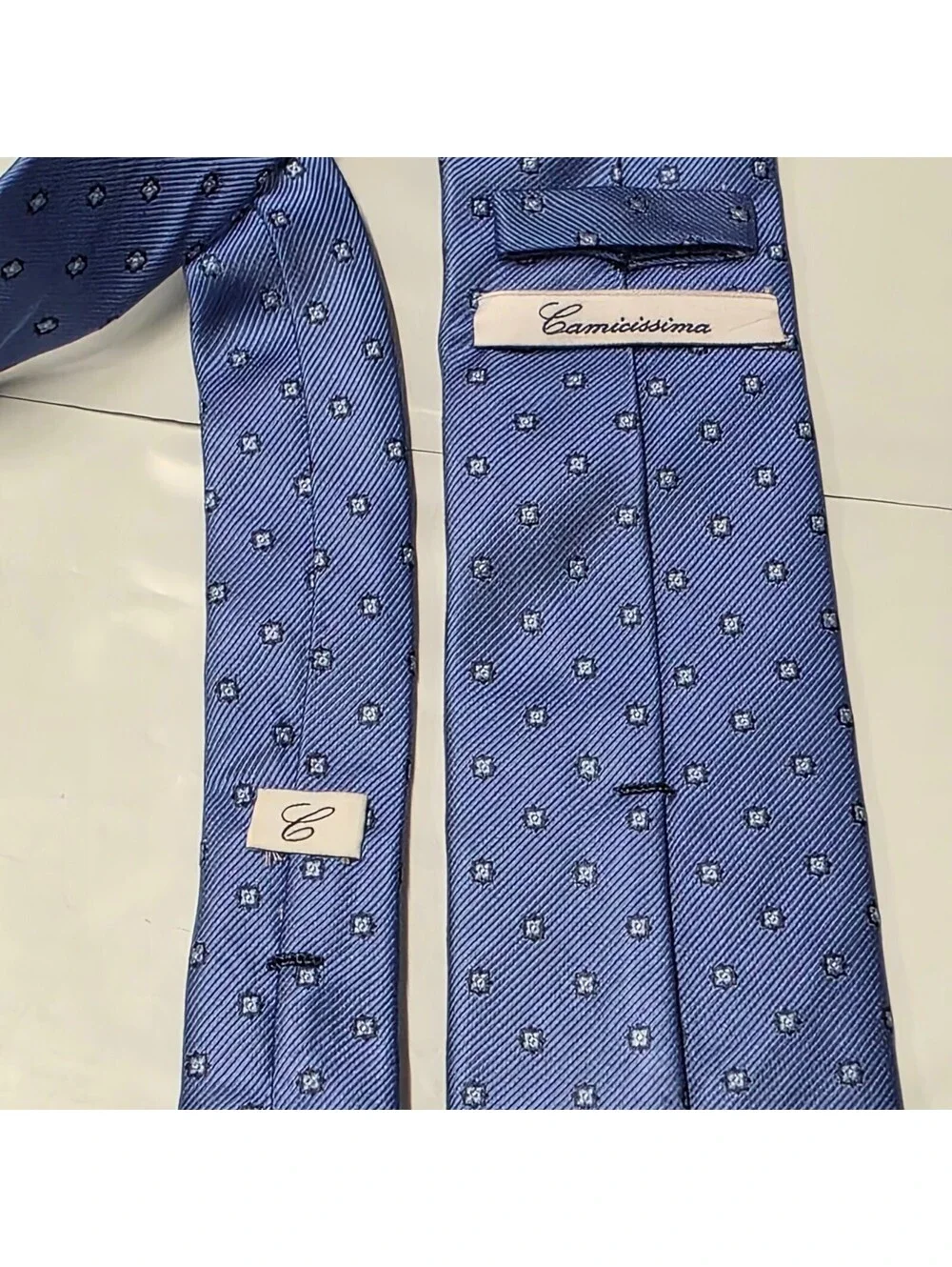Camicissima NeckTie Tie Silk Italy Blue Designer Luxury Modern Pattern  62x3.5